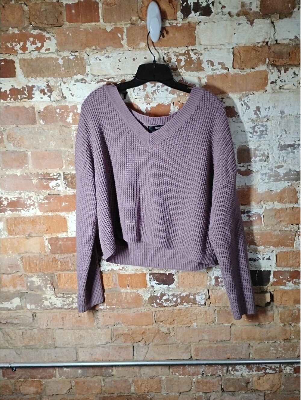 Mirol Purple Cropped Long Sleeve Knit Sweater